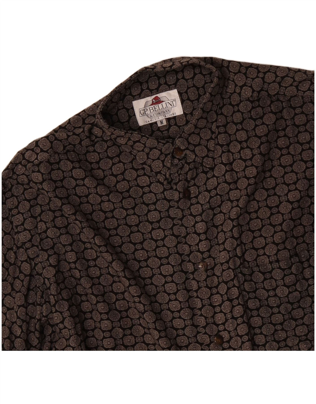 GP. BELLINI & COMPANY Ανδρικό πουκάμισο Μεσαίο Μαύρο Γεωμετρική Βισκόζη