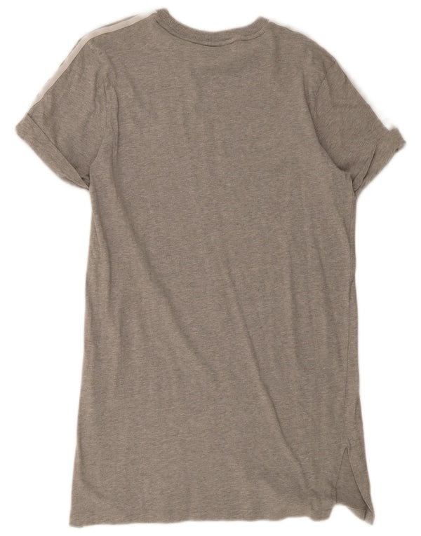 Adidas Γυναικείο T-Shirt Φόρεμα UK 12 μεσαίο γκρι βαμβακερό