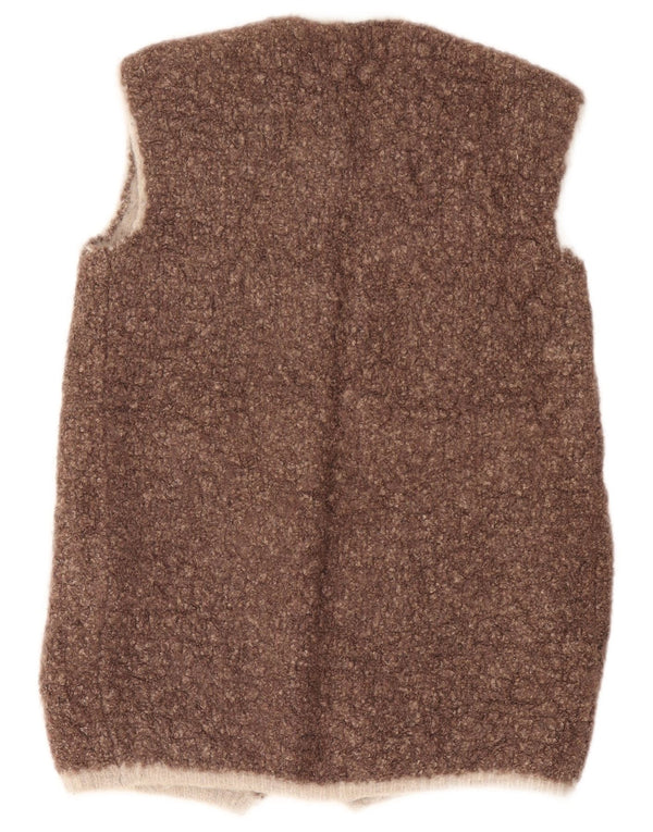 Vintage Γυναικείο Αμάνικο Ανοιχτό Ζακέτα UK 14 Μεσαίο Καφέ