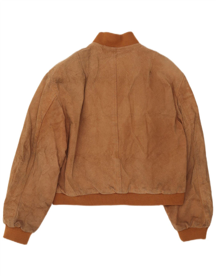 TALLY HO Γυναικείο υπερμεγέθη Crop Suede Bomber Jacket UK 10 Small Brown