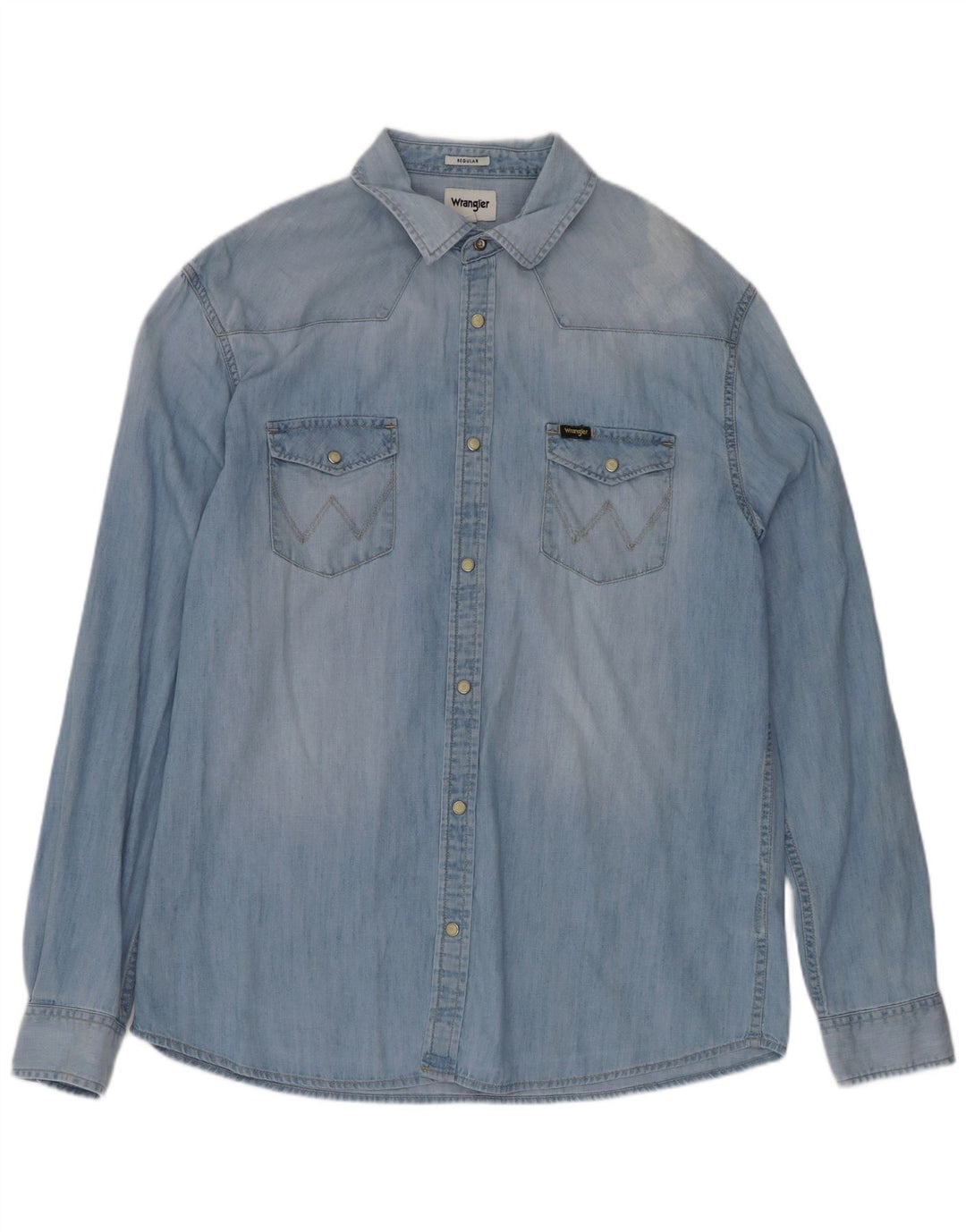 Ανδρικό τζιν πουκάμισο Wrangler με κανονική εφαρμογή, μεγάλο μπλε βαμβακερό