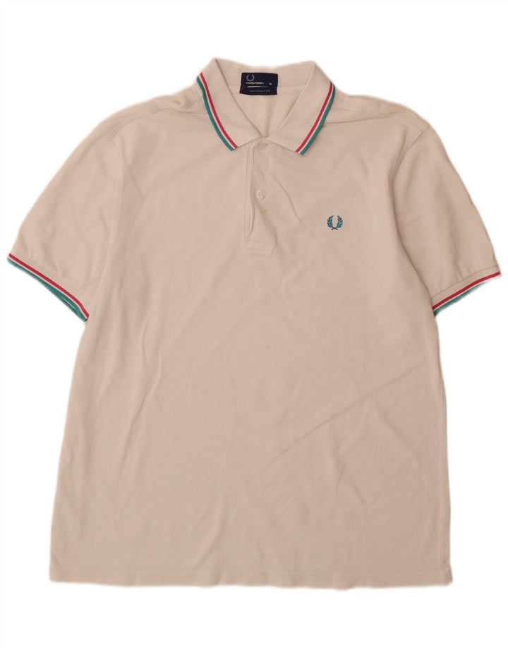 Fred Perry Ανδρικό Πόλο Μπλουζάκι XL Λευκό βαμβακερό ριγέ
