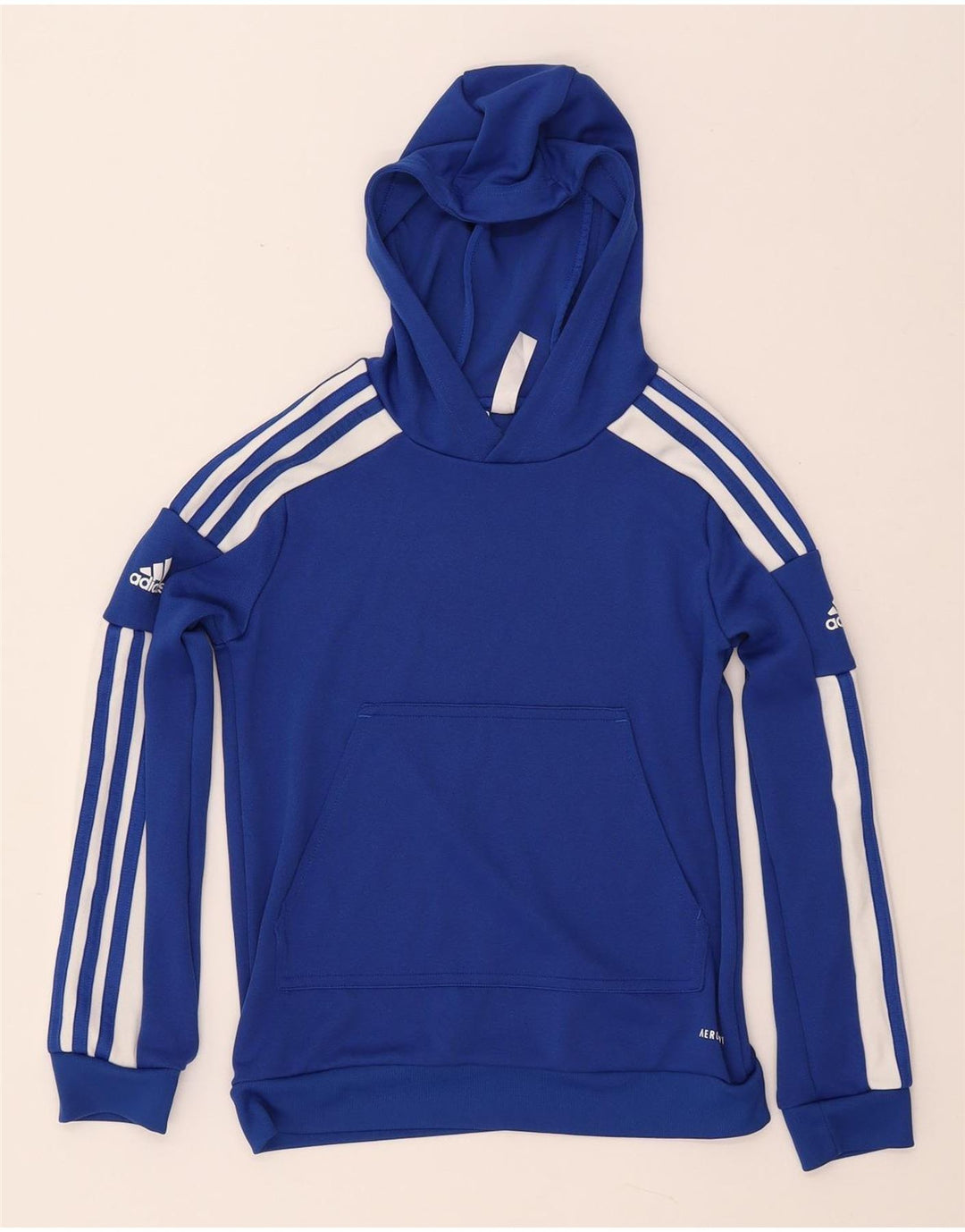 ADIDAS Boys Hoodie Jumper 11-12 Years Blue Polyester