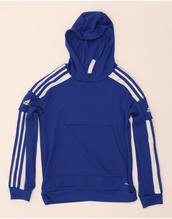 ADIDAS Boys Hoodie Jumper 11-12 Years Blue Polyester
