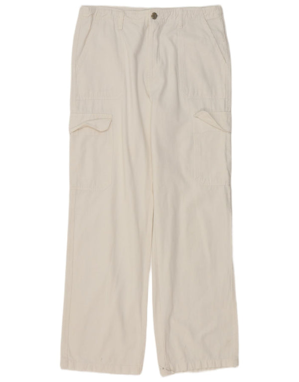 Zara Γυναικείο ίσιο παντελόνι Cargo EU 42 Large W32 L32 Λευκό