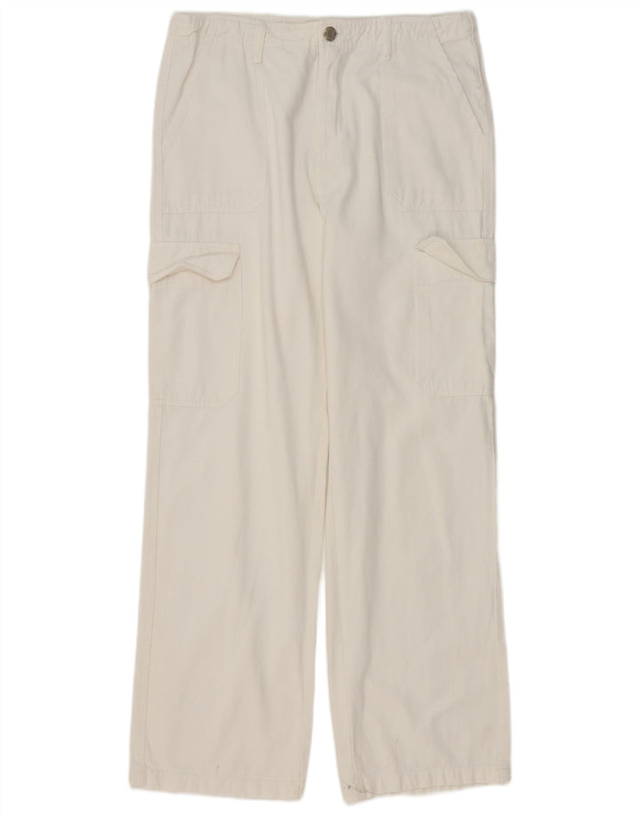 Zara Γυναικείο ίσιο παντελόνι Cargo EU 42 Large W32 L32 Λευκό