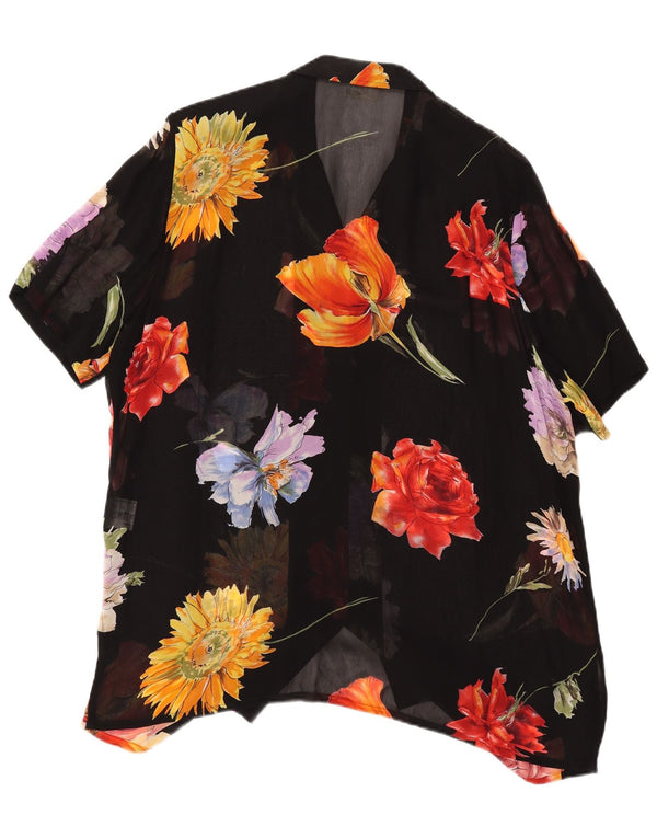 SOMMERMANN Γυναικεία See Through Μπλούζα UK 24 4XL Black Floral