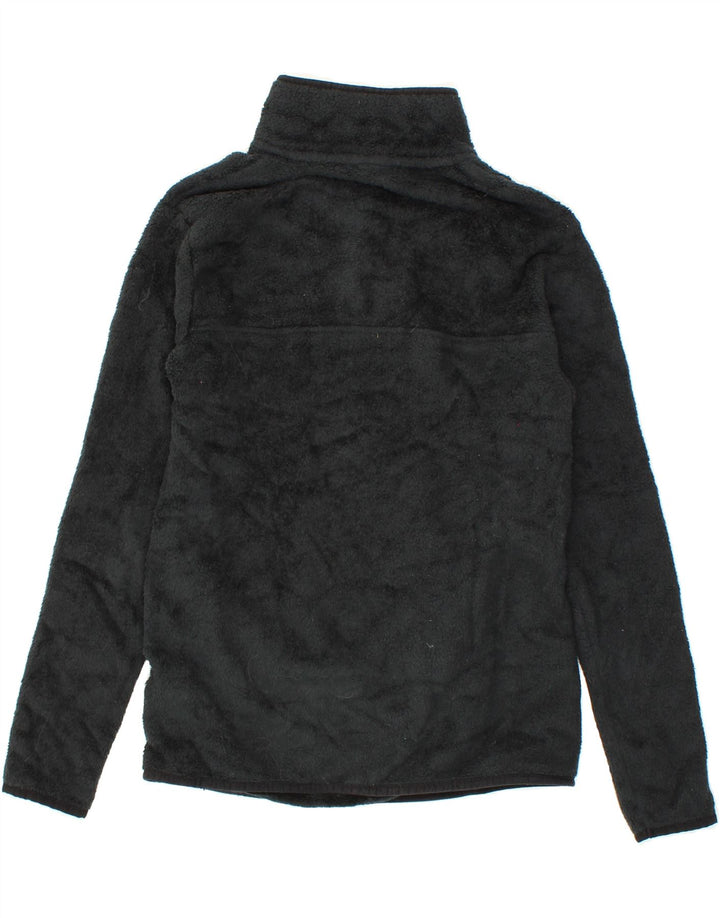 EDDIE BAUER Womens Button Neck Fleece Jumper UK 14 Medium Black Polyester Vintage Eddie Bauer and Second-Hand Eddie Bauer from Messina Hembry 