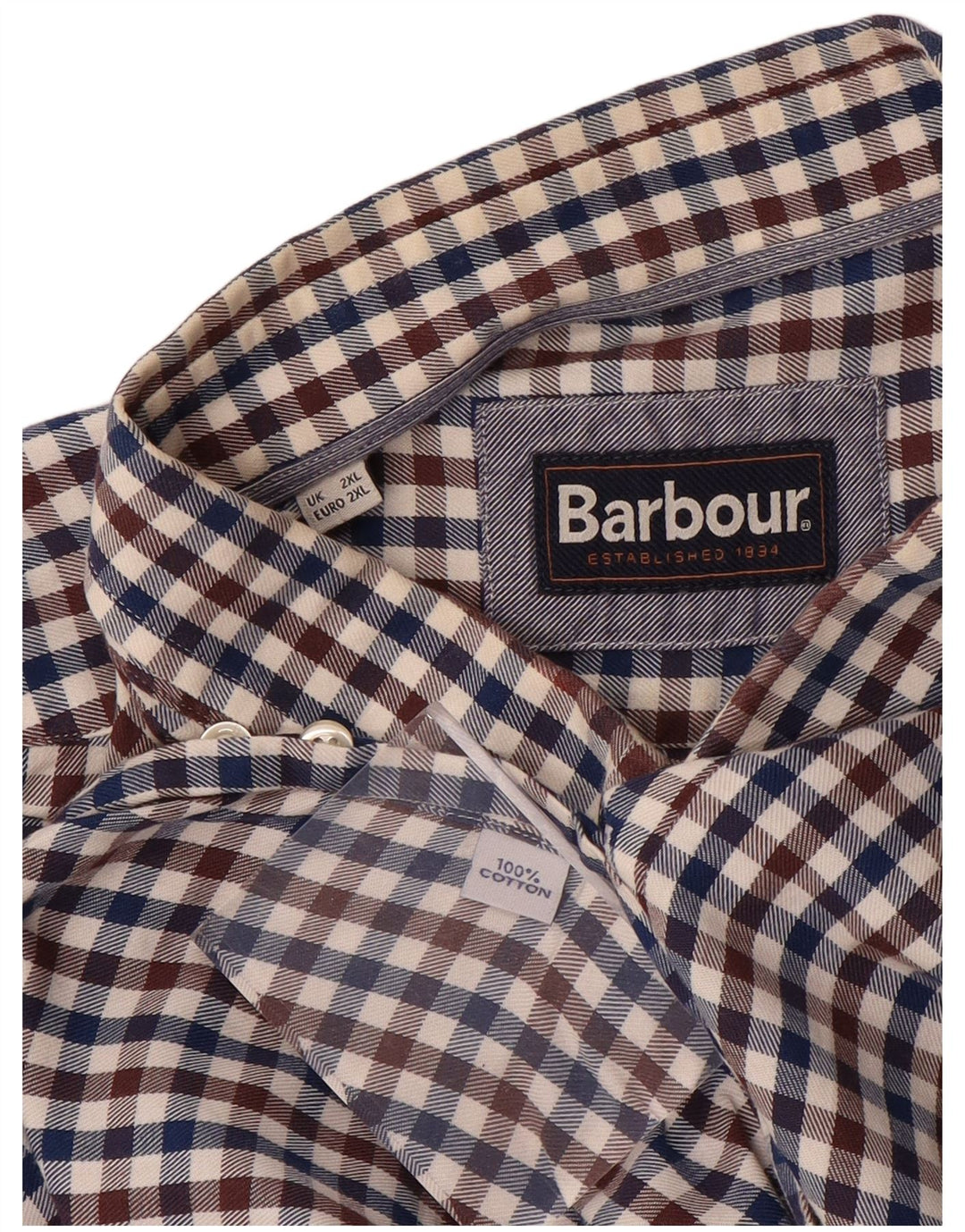 Ανδρικό πουκάμισο Barbour 2XL Blue Gingham Cotton