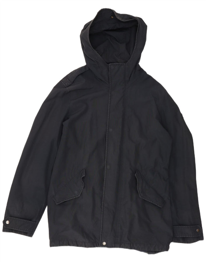 WOOLRICH Ανδρικό μπουφάν Parka με κουκούλα UK 40 Μεγάλο Navy Blue από βαμβάκι