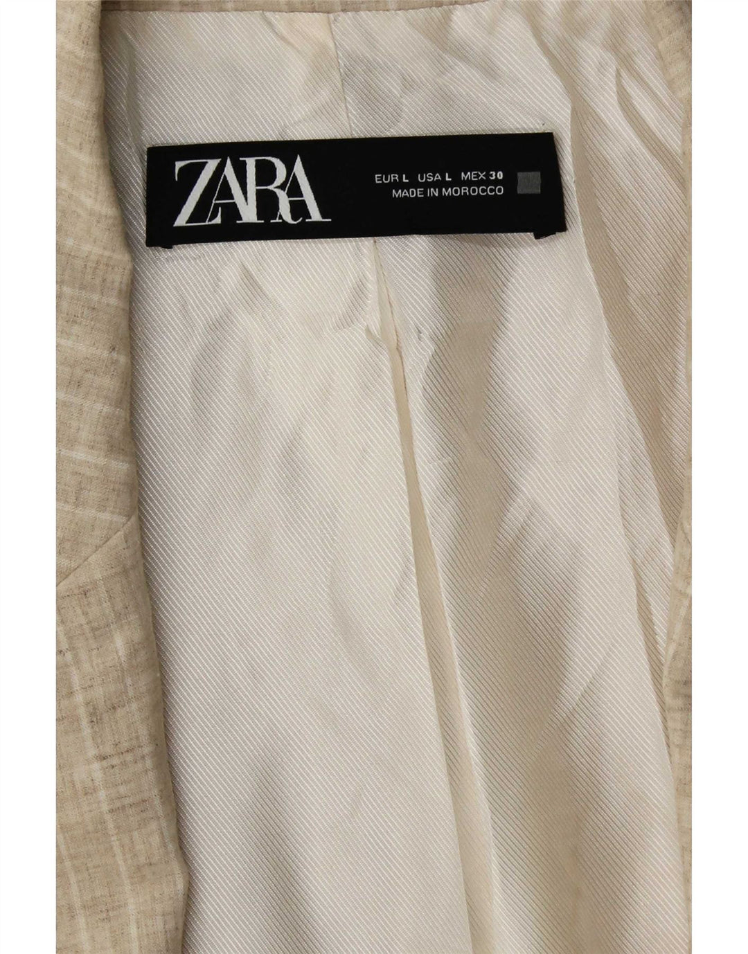 Zara Γυναικείο Open Blazer Jacket UK 16 Large Beige ριγέ