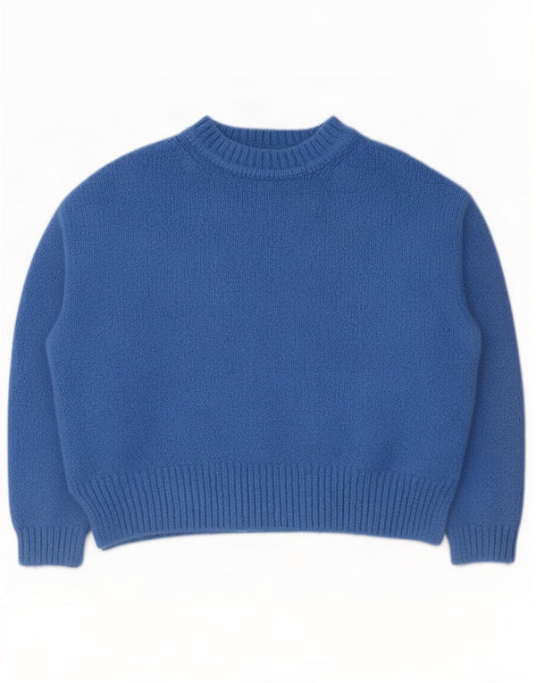 Zara Γυναικείο πουλόβερ με λαιμόκοψη Crop Crop UK 14 Medium Blue Acrylic