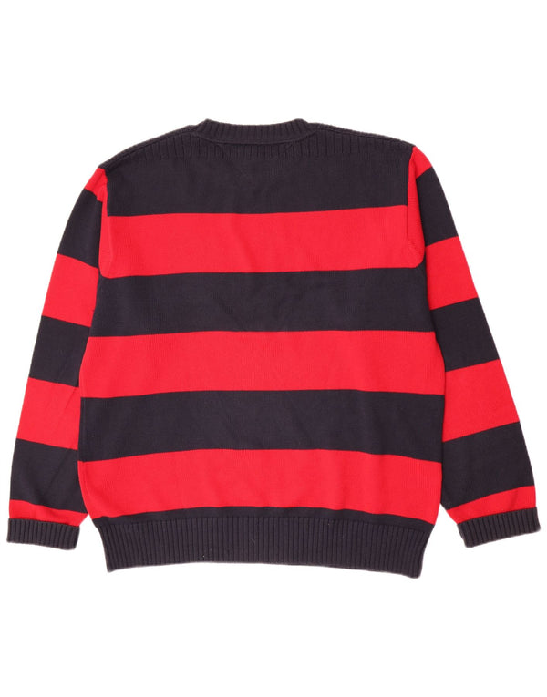 Tommy Hilfiger Ανδρικό πουλόβερ με λαιμόκοψη 2XL από βαμβακερό κόκκινο ριγέ