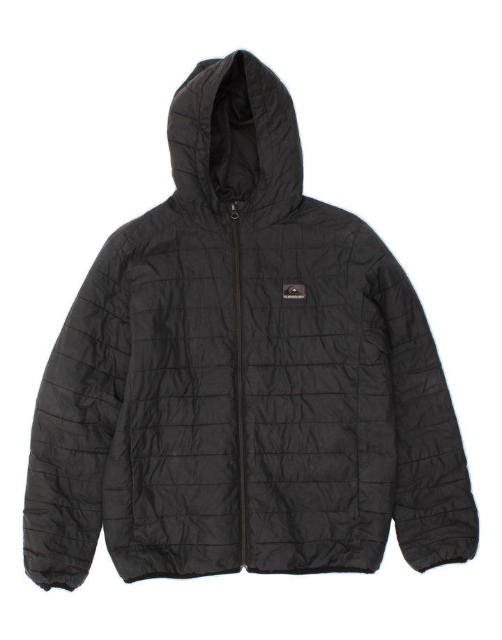 QUIKSILVER Womens Hooded Padded Jacket UK 16 Large Black Polyester Vintage Quiksilver and Second-Hand Quiksilver from Messina Hembry 