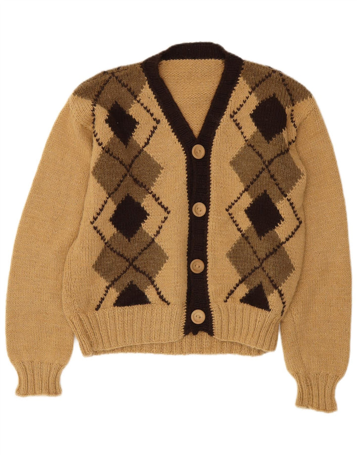 Vintage γυναικεία ζακέτα UK 14 Medium Beige Argyle/Diamond