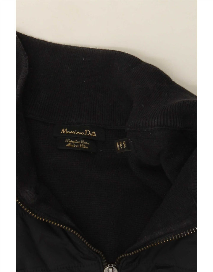 Ανδρικό πουλόβερ Massimo Dutti με φερμουάρ, Βαμβακερό, μπλε ναυτικό