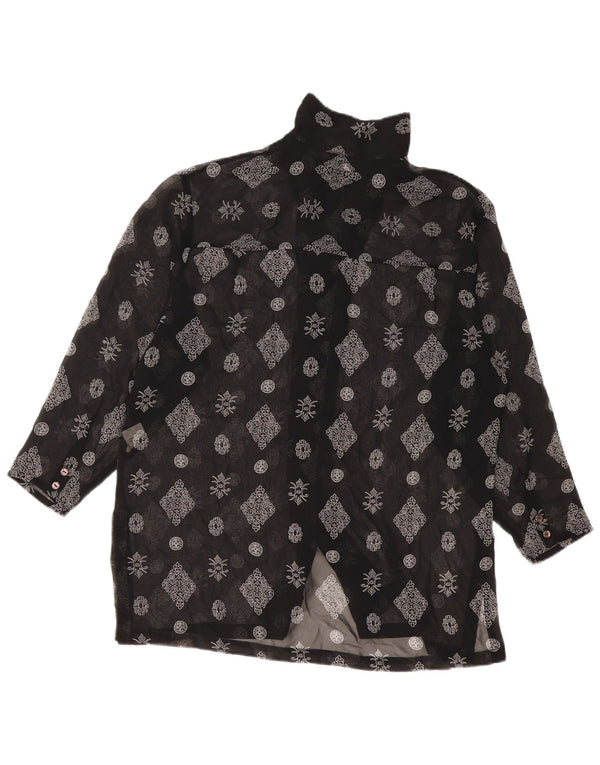 S.Oliver Γυναικείο πουκάμισο Longline Μπλούζα EU 36 Small Black Floral Polyester
