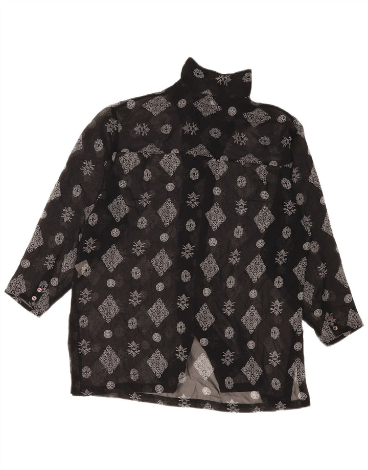 S.Oliver Γυναικείο πουκάμισο Longline Μπλούζα EU 36 Small Black Floral Polyester