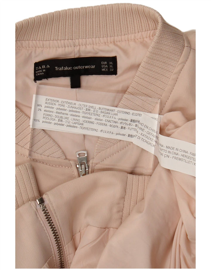 ZARA Γυναικείο Bomber Jacket UK 18 XL Pink Polyester