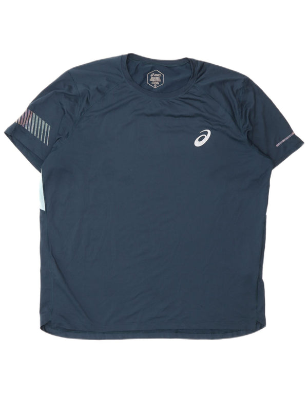 Asics Mens T-Shirt Top XL Navy Blue Colourblock Polyester