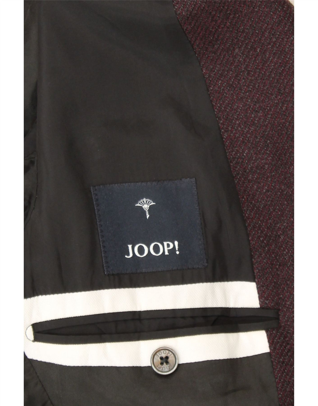 JOOP Mens 2 Button Blazer Jacket IT 48 Medium Maroon Wool Vintage Joop and Second-Hand Joop from Messina Hembry 