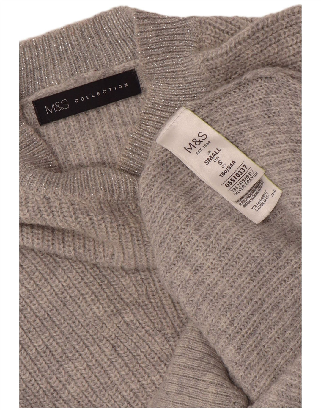 Marks & Spencer Γυναικείο πουλόβερ υπερμεγέθη Crew Neck Jumper UK 10 Small Grey