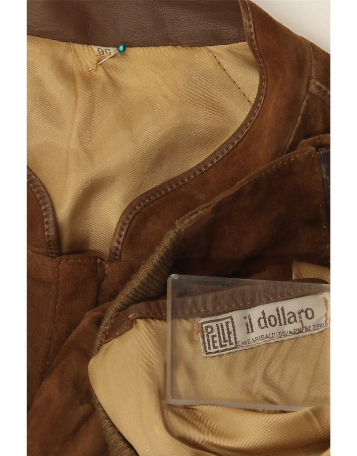 Vintage Ανδρικό Suede Bomber Jacket IT 56 3XL Καφέ Δερμάτινο