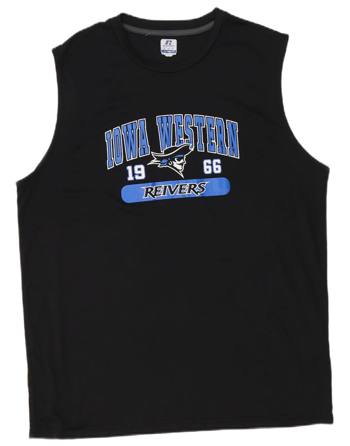 Russell Athletic Mens Dri-Power Graphic Vest Top XL Μαύρο