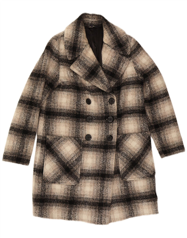 Marks & Spencer Γυναικείο παλτό με διπλό στήθος UK 14 Large Beige Check