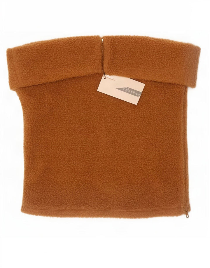 Zara Womens Crop Fleece Στράπλες Τοπ UK 18 XL καφέ πολυεστέρας