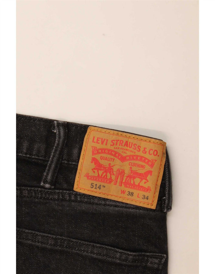 Levi's Mens 514 Straight Jeans W38 L34 Μαύρο βαμβακερό