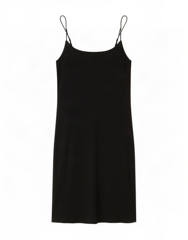 Zara Γυναικείο Mini Slip Dress UK 14 μεγάλο μαύρο βαμβακερό