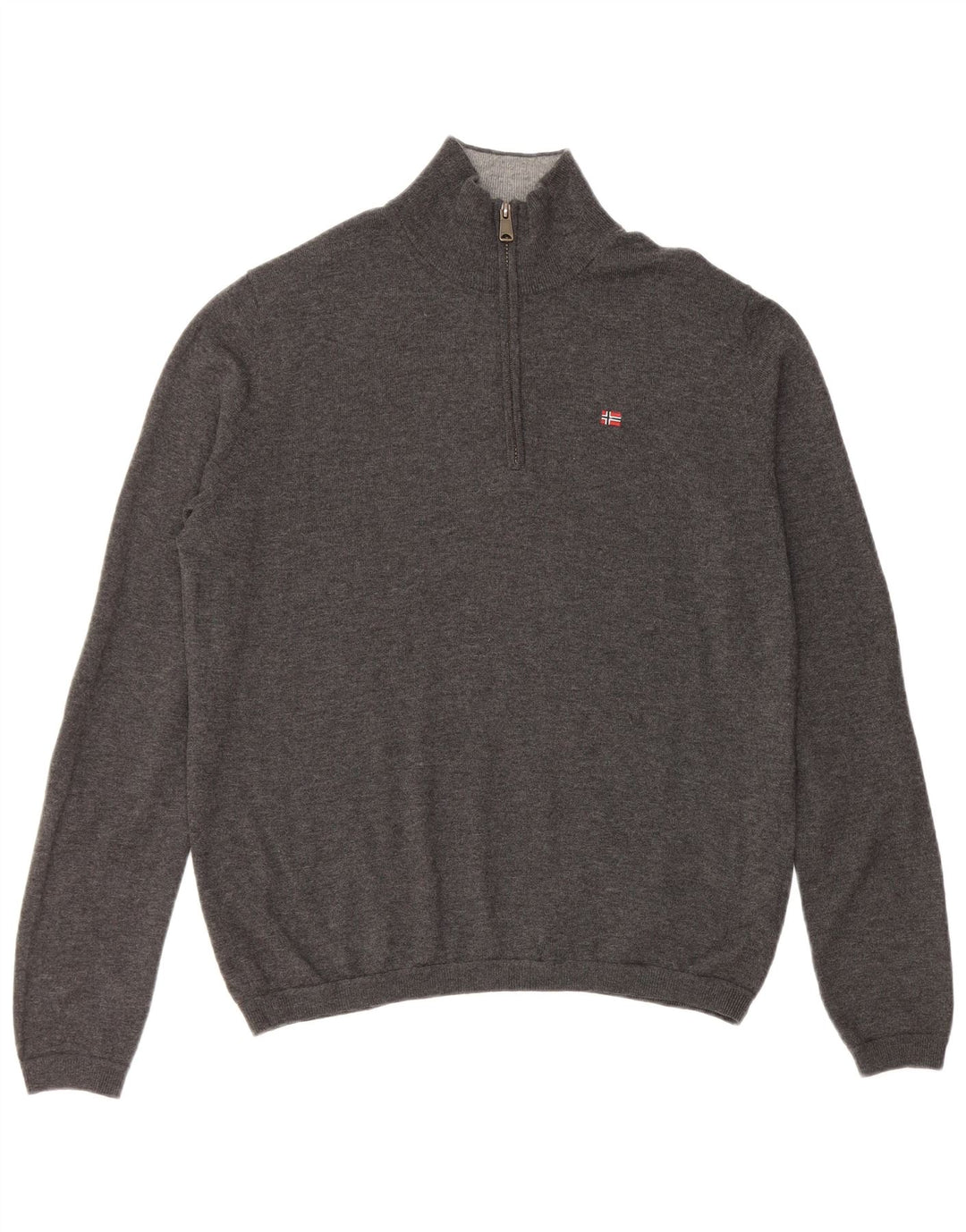 NAPAPIJRI Ανδρικό πουλόβερ με φερμουάρ με λαιμόκοψη, μεσαίο γκρι μαλλί Merino