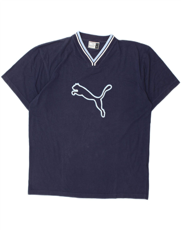 Ανδρικό γραφικό T-Shirt PUMA Top Large Navy Blue από βαμβάκι