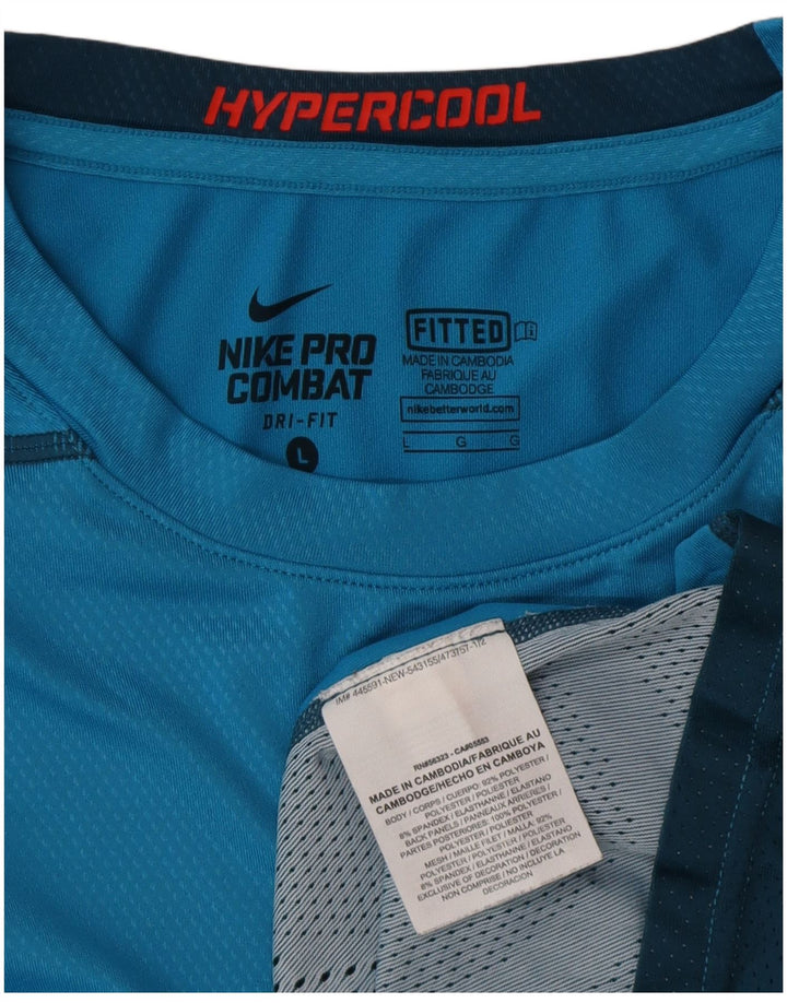 Ανδρικό T-Shirt Nike Dri Fit Top Large Blue Colorblock Πολυεστέρας
