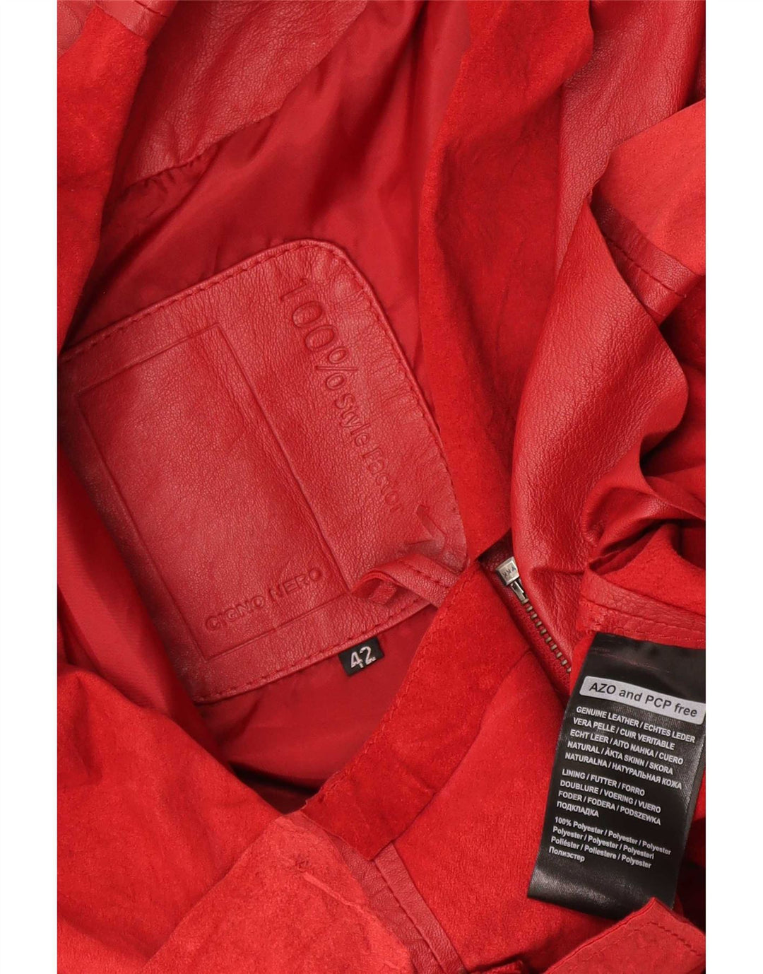 Cigno Nero Γυναικείο Δερμάτινο Σακάκι Μπουφάν IT 42 Medium Red