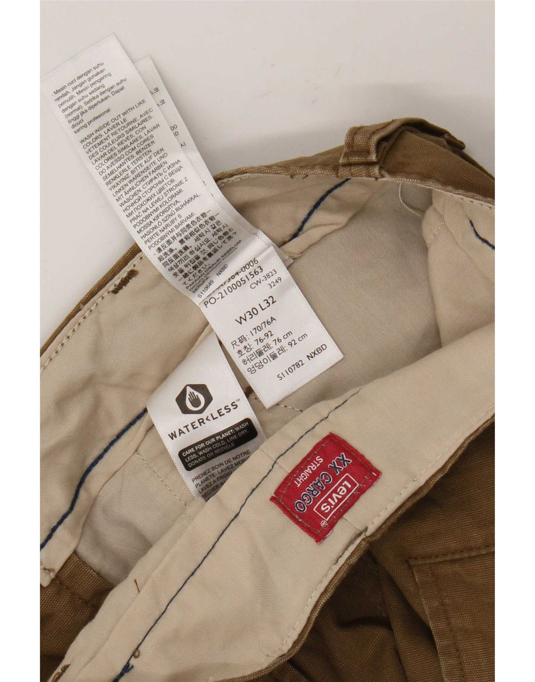 Ανδρικό παντελόνι Levi's Straight Cargo W30 L32 Χακί Βαμβακερό