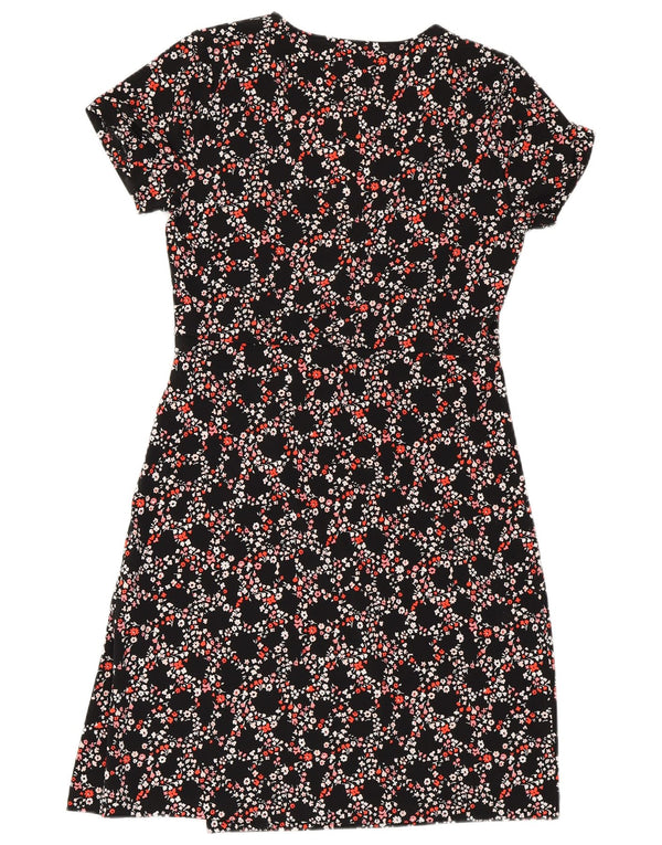 MICHAEL KORS Γυναικείο Wrap Dress UK 10 Small Black Floral Polyester