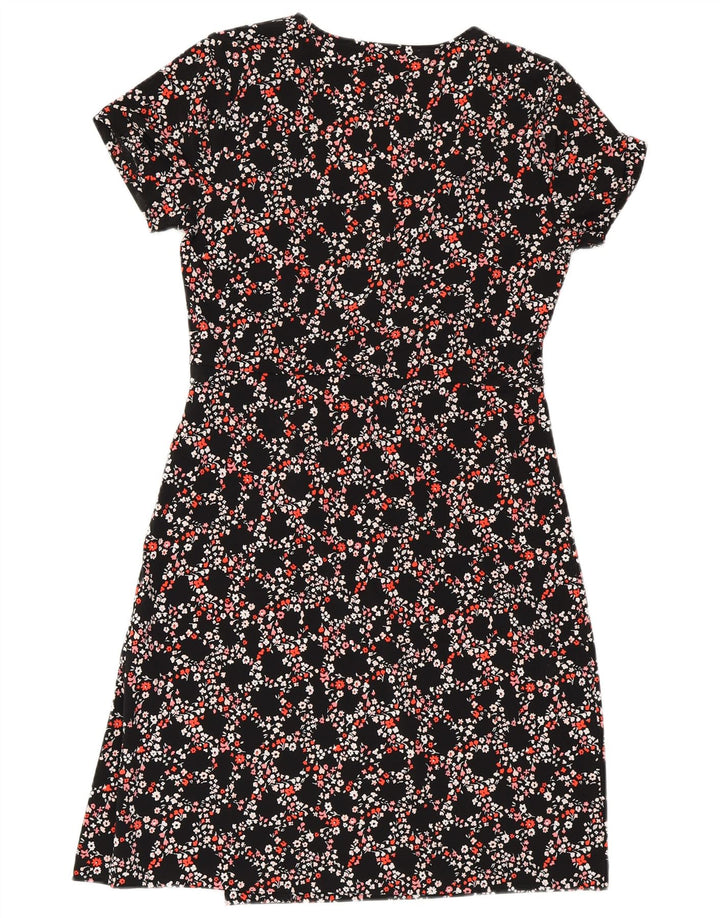 MICHAEL KORS Γυναικείο Wrap Dress UK 10 Small Black Floral Polyester