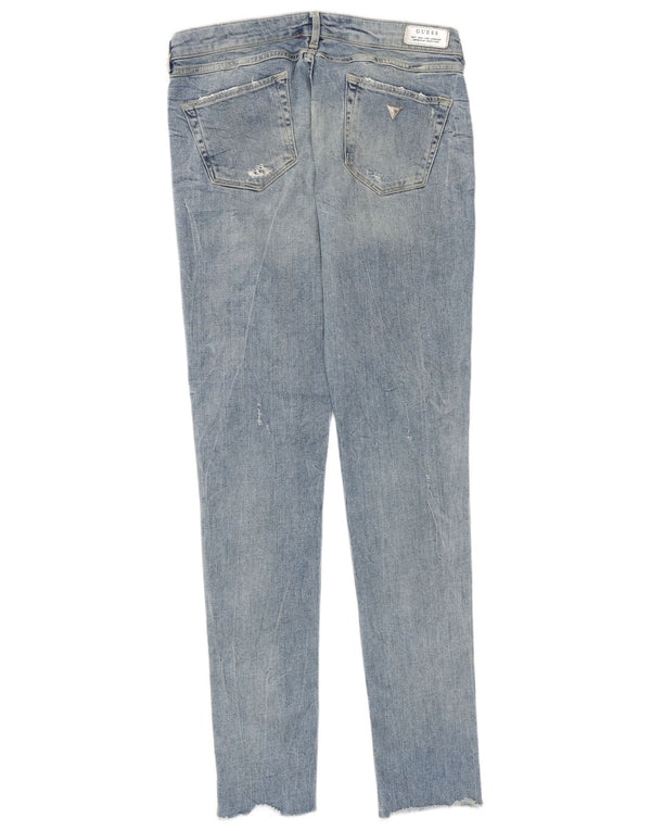 Guess Womens Distressed Skinny Jeans W30 L32 Blue Cotton