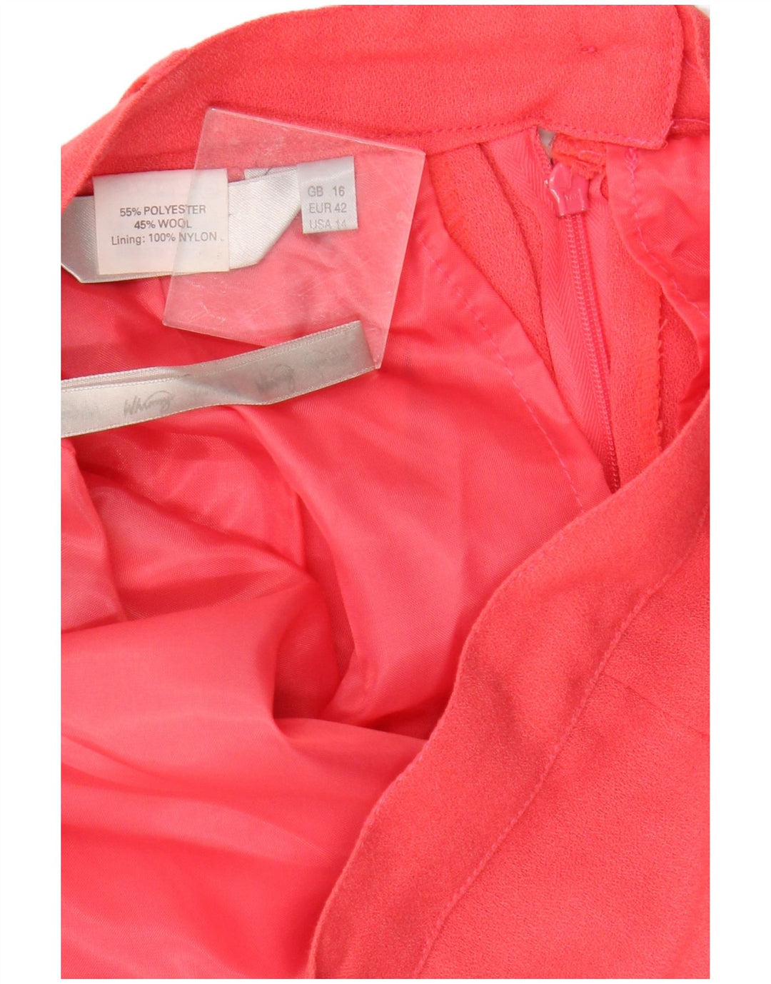 Whimsy γυναικεία ψηλόμεση πλισέ φούστα UK 16 μεγάλη W30 ροζ πολυεστέρας