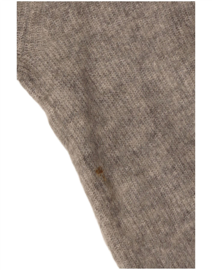 Γυναικείο πουλόβερ ZARA Crop με V λαιμόκοψη UK 14 Medium Grey Flecked