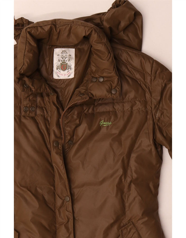 Guess Γυναικείο παλτό με κουκούλα UK 14 Medium Khaki Polyamide