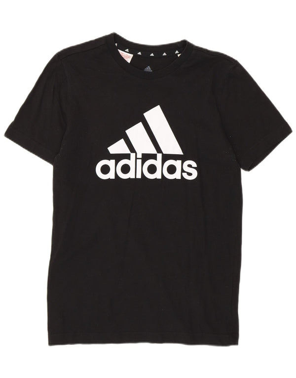 Γραφικό T-Shirt Adidas Boys Top 13-14 ετών Μαύρο βαμβακερό