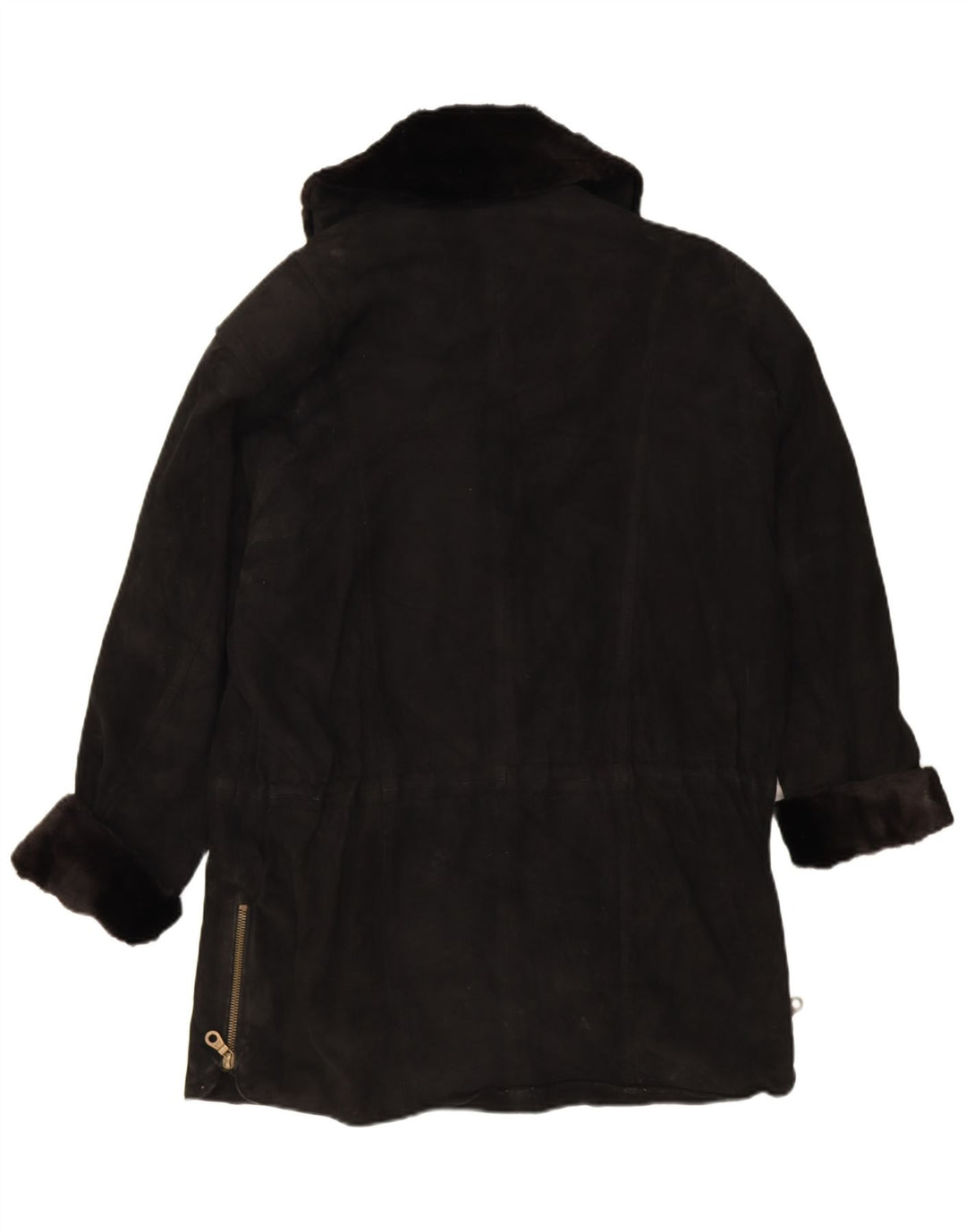 Vintage γυναικείο σουέτ υπερμεγέθη πανωφόρι EU 38, μεσαίο μαύρο δέρμα