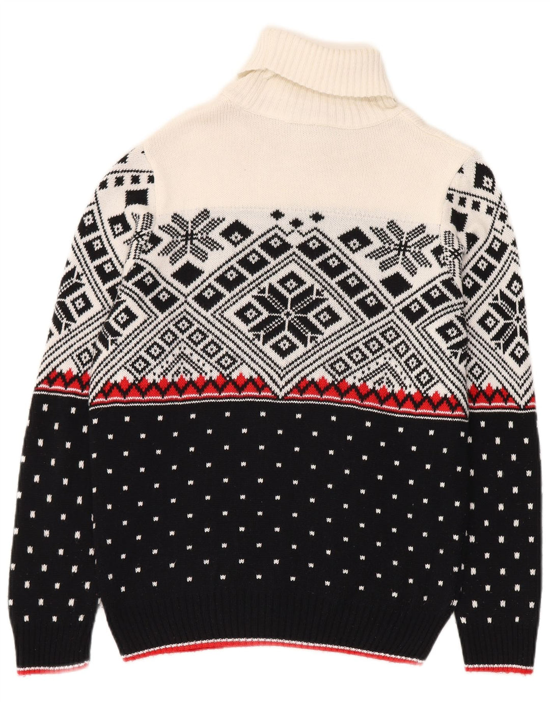 Vintage Ανδρικό πουλόβερ με ρολό λαιμόκοψη Small Black Fair Isle