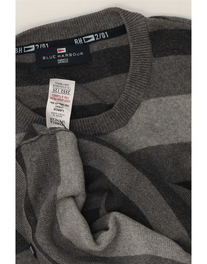 Ανδρικό πουλόβερ Marks & Spencer Blue Harbour Crew Neck Jumper Large Grey