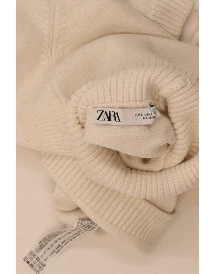 Zara γυναικείο πουλόβερ με ρολό λαιμόκοψη μεγάλου μεγέθους UK 10 Small Off White