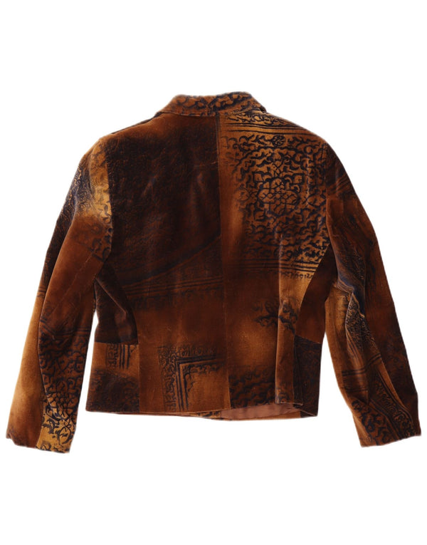 Taifun Γυναικείο βελούδινο τζάκετ με 4 κουμπιά σακάκι UK 12 Medium Brown Paisley