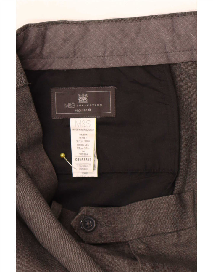 Ανδρικό παντελόνι με κανονική εφαρμογή Marks & Spencer W38 L31 Grey Polyester